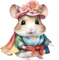 A cute Hamster in a hanbok. Ai-Generated.