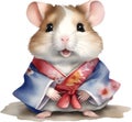 A cute Hamster in a hanbok. Ai-Generated.