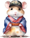 A cute Hamster in a hanbok. Ai-Generated.