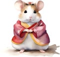 A cute Hamster in a hanbok. Ai-Generated.