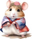 A cute Hamster in a hanbok. Ai-Generated.