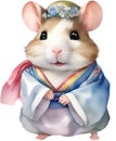 A cute Hamster in a hanbok. Ai-Generated.