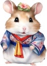 A cute Hamster in a hanbok. Ai-Generated.