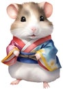 A cute Hamster in a hanbok. Ai-Generated.