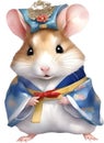 A cute Hamster in a hanbok. Ai-Generated.