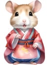 A cute Hamster in a hanbok. Ai-Generated.