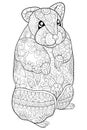 Adult coloring book,page a cute hamster image for relaxing.