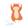 Cute Hamster Jumping Demonstrating English Verb Vector Illustration