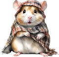 A cute Hamster in the keffiyeh, shemagh or ghutrah. Ai-Generated.