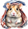 A cute Hamster in the keffiyeh, shemagh or ghutrah. Ai-Generated.