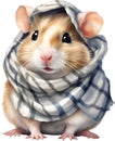 A cute Hamster in the keffiyeh, shemagh or ghutrah. Ai-Generated.