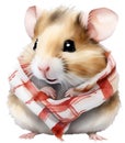 A cute Hamster in the keffiyeh, shemagh or ghutrah. Ai-Generated.