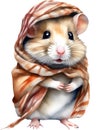 A cute Hamster in the keffiyeh, shemagh or ghutrah. Ai-Generated.