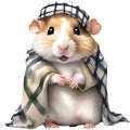 A cute Hamster in the keffiyeh, shemagh or ghutrah. Ai-Generated.