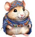 A cute Hamster in Maasai beadwork. Ai-Generated.