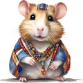 A cute Hamster in Maasai beadwork. Ai-Generated.