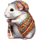 A cute Hamster in Maasai beadwork. Ai-Generated.