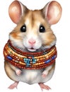 A cute Hamster in Maasai beadwork. Ai-Generated.