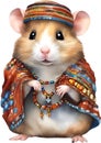 A cute Hamster in Maasai beadwork. Ai-Generated.