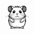Minimalistic Cartoon Hamster Illustration On White Background