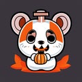 Cute hamster with pumpkin. Vector illustration in cartoon style. Generative AI