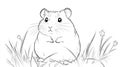 Cute Hamster Line Art on White Background, Coloring Page Royalty Free Stock Photo