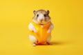 Cute hamster in swimming suit ready to swim