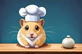 cute hamster wearing a chef's hat, created with generative ai technology