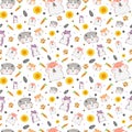 Cute hamsters seamless pattern premium