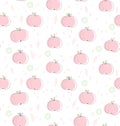 Cute Hand Draw Abstract Apple Vector Pattern. Delicate Pastel Colors Design. White Background. Royalty Free Stock Photo