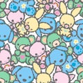 Cute Hand Draw Candy Colors Teddy Animals Cartoon Background Pattern Seamless