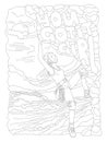 Cute hand draw coloring page with brave climbing girl. Feminist zen art vector illustration of sport girl with words You