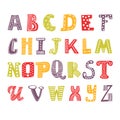 Cute hand drawing alphabet. Funny font. Hand drawn design Royalty Free Stock Photo