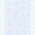 Vector Cute Hand drawing of a rose band on blue fishnet tights background. Rectangular frame. Royalty Free Stock Photo