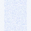 Vector Cute Hand drawing of a rose band on blue fishnet tights background. Rectangular frame. Royalty Free Stock Photo