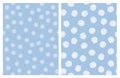 Cute Hand Drawn Abstract Floral Vector Patterns. Blue and White Simple Design. Royalty Free Stock Photo
