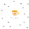 Cute hand drawn abstract style card, postcard, cover, background with abstract elements, cup of coffee or tea. Royalty Free Stock Photo