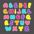 Cute hand drawn alphabet. Vector funny comics font