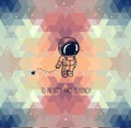 Cute hand drawn astronaut on abstract geometric background Royalty Free Stock Photo