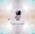 Cute hand drawn astronaut on abstract geometric background Royalty Free Stock Photo