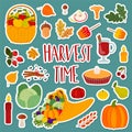 Cute hand drawn harvest set. Decoration of fall season.