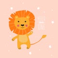 Cute hand drawn baby lion. Royalty Free Stock Photo