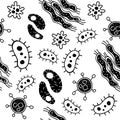 Cute Hand Drawn Bacteria seamless pattern Royalty Free Stock Photo