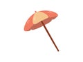 Cute hand drawn beach umbrella. Flat vector illustration isolated on white background. Doodle drawing