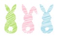 Set of Hand drawn doodle bunny vector illustration. Cute scribble style rabbit Easter icon. Royalty Free Stock Photo