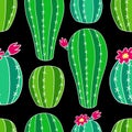 Cute hand drawn cactus seamless pattern