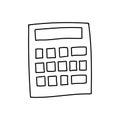 Cute hand drawn calculator. Vector illustration in doodle style isolated on background. Object with hand drawn doodle outline Royalty Free Stock Photo