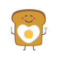 Cute hand drawn cartoon character of toast and egg