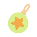 cute hand-drawn cartoon green Christmas tree toy with a star. Royalty Free Stock Photo