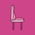 Cute hand drawn cartoon pink office chair with comfortable and soft back, straight legs. Vector clipart illustration isolated on